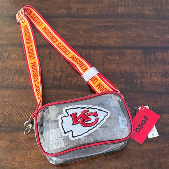 KC Chiefs Clear Crossbody Bag Red and Yellow Strap NWT NFL - Picture 1 of 6
